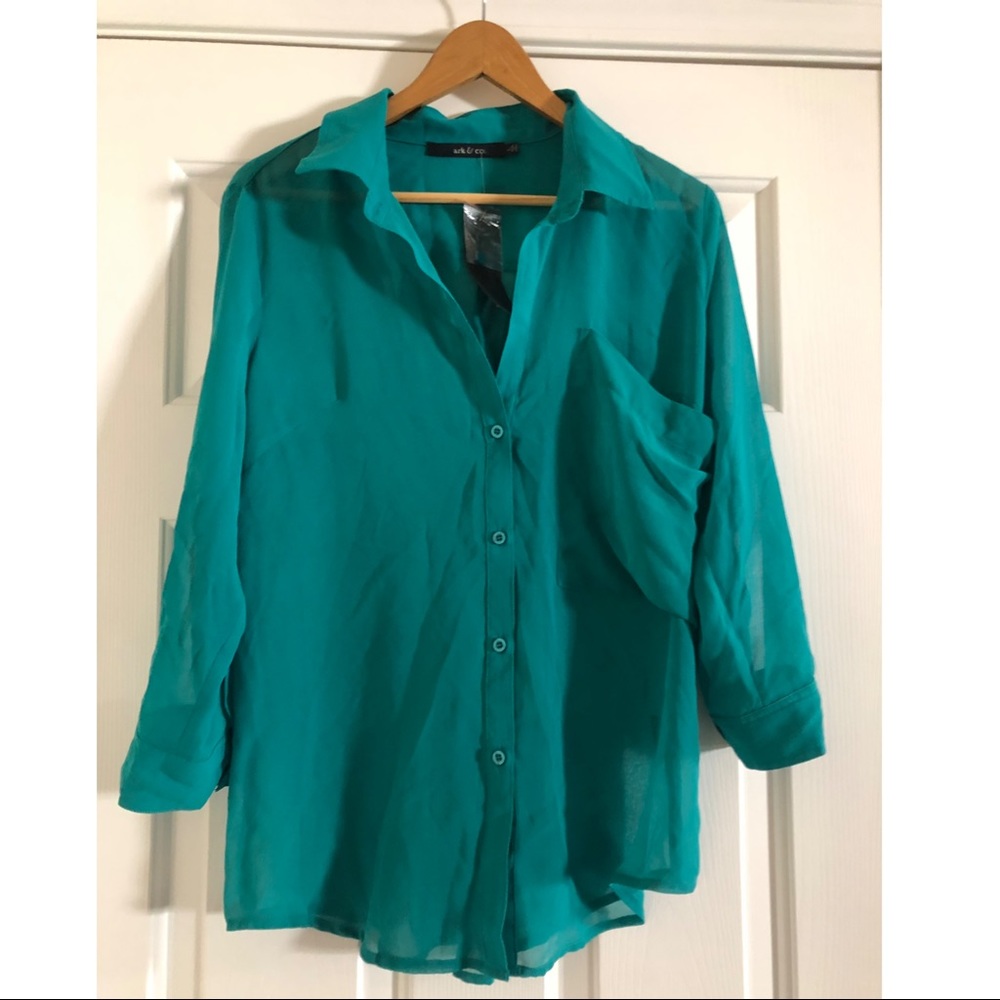 Nasty Gal Teal Button-Up Blouse - Brand New (NWT)